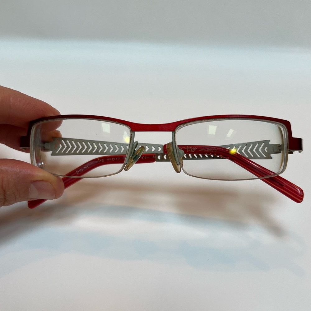 JFRey Red and Silver Glasses Frame